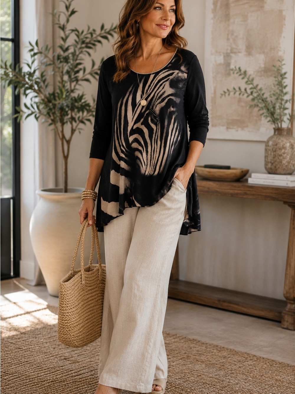 Skinny Minnie PXL Black Zebra Print Rhinestone Long Sleeve Tunic Top *